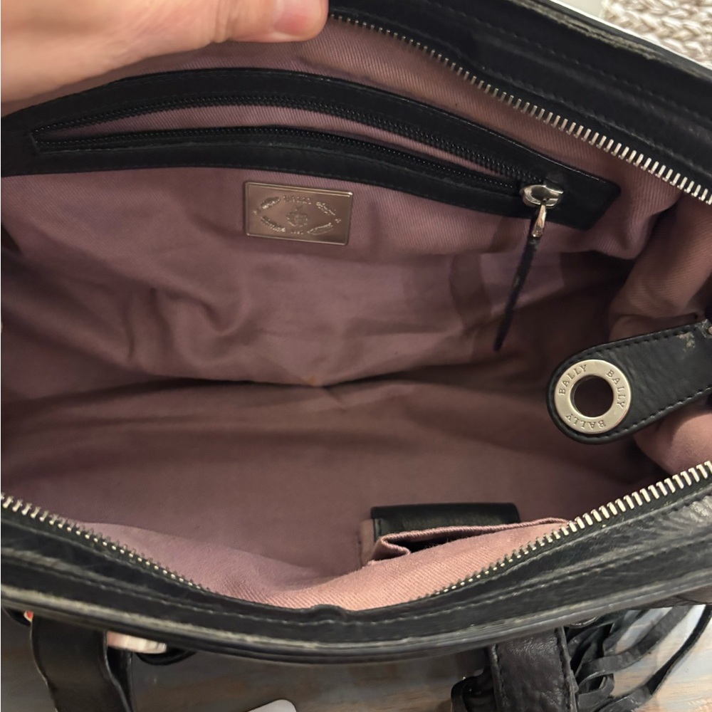 Bally Black Leather Bag with Silver Plaque - Picture 3 of 4